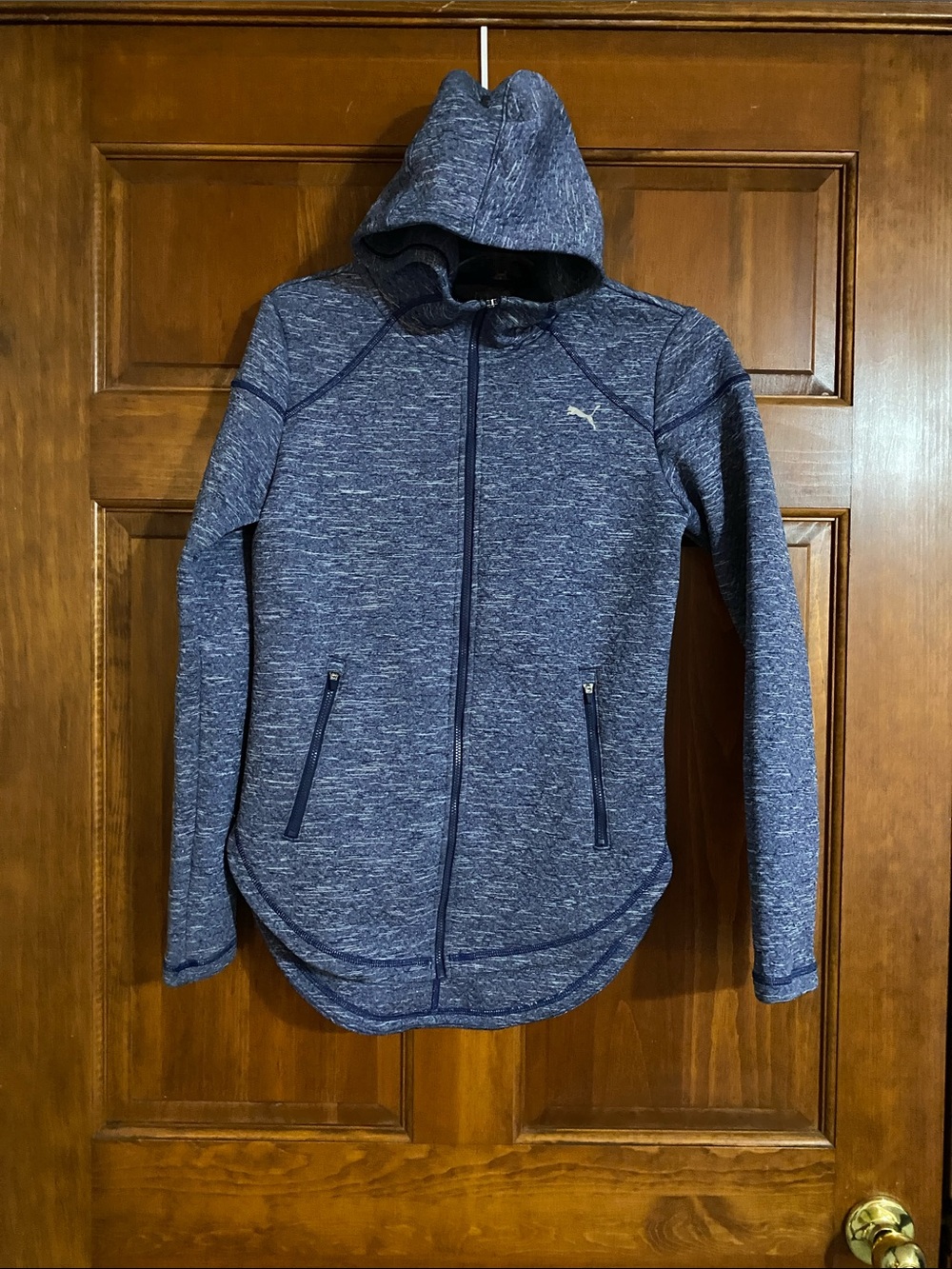 Puma Heathered Blue Hooded Zip-Up Jacket